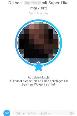 Chat-Fenster mit Super-Like auf Tinder