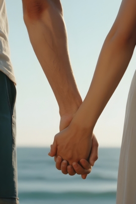 Mann und Frau halten Händchen, nachdem Liebeskrise überwunden haben