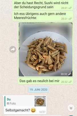 Mann hat Foto im WhatsApp-Chat gepostet