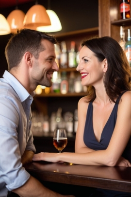 Zwei Singles flirten in Bar